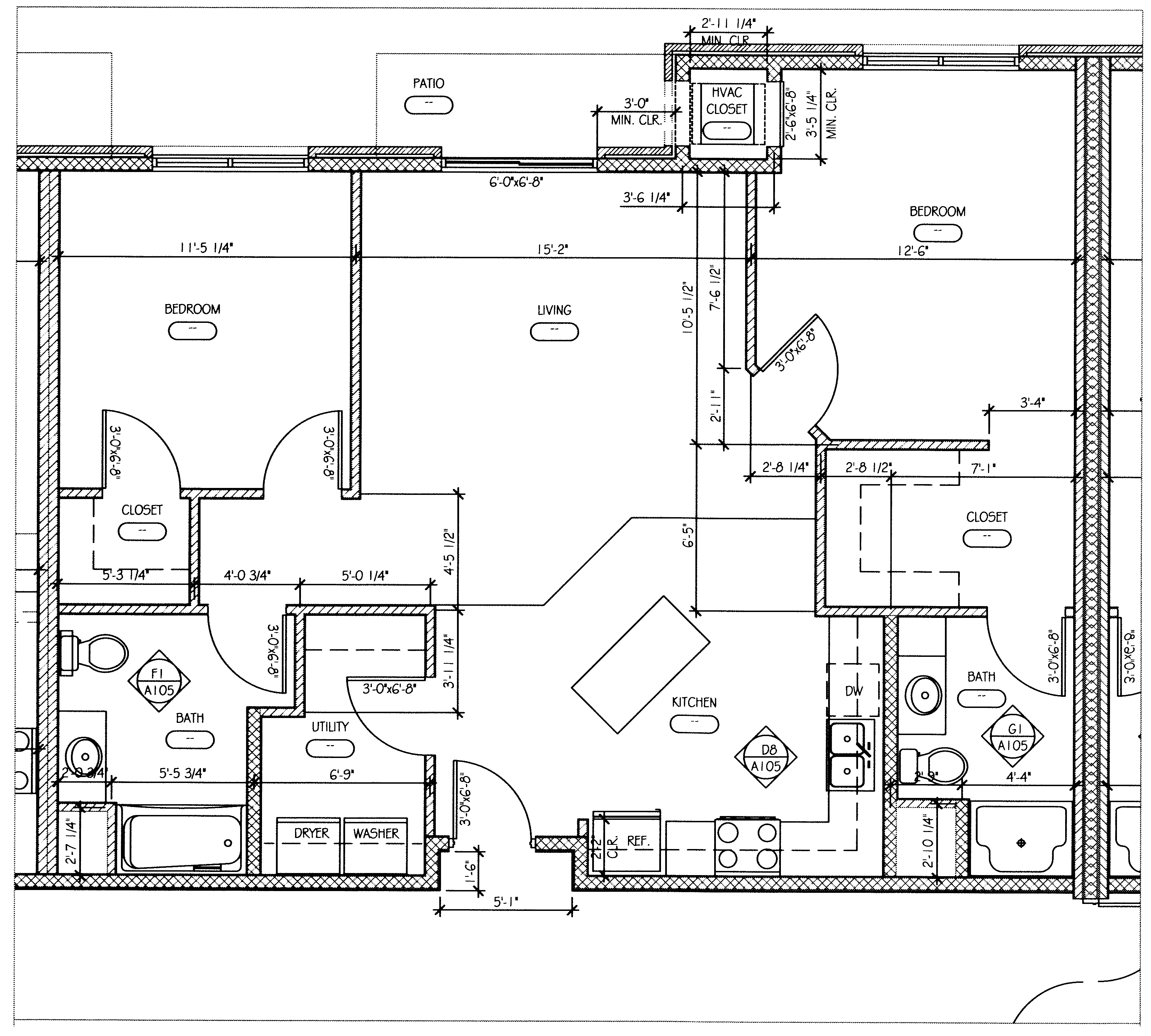 Floor plan for 2 beds, 2 baths, 1161 sqft